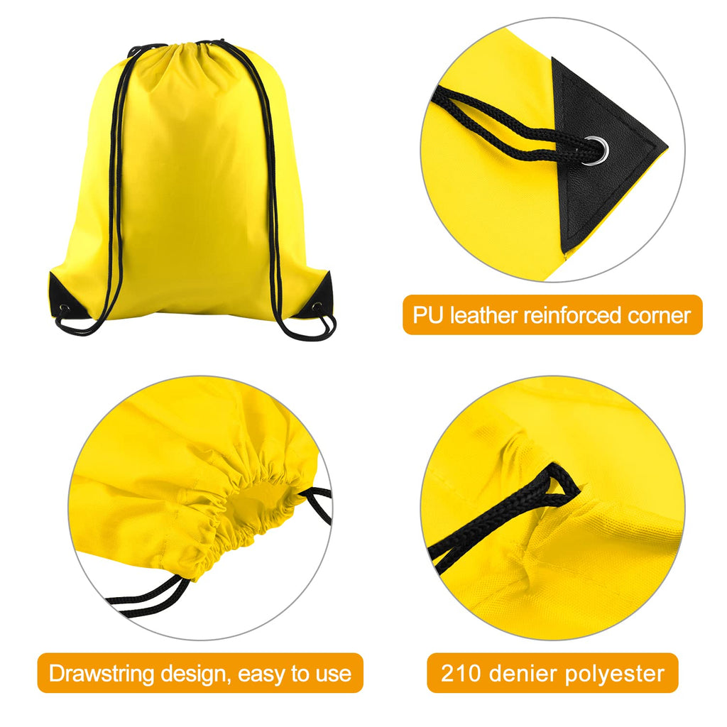 PLULON 25 Pcs Yellow Drawstring Backpack Bags Bulk String Backpack Cinch Sack Pull Sport Gym Backpack Bags for Yoga Traveling Outdoor Sports