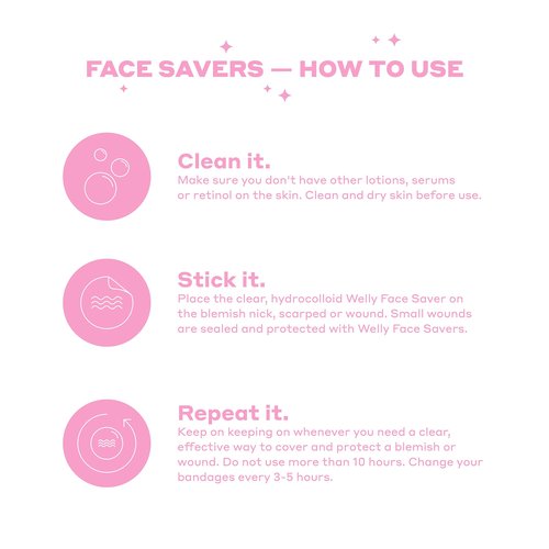 Welly Bandages - Face Saver, Hydrocolloid Acne Blemish Patch, Adhesive Small Spot Shape, Clear, Carton Value Pack - 60 ct
