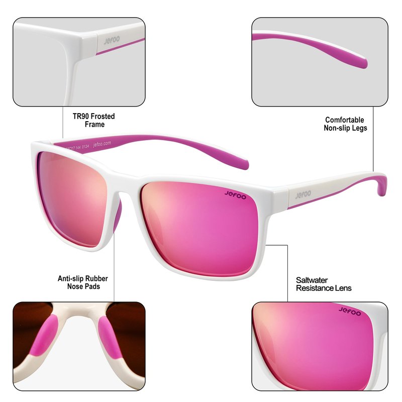 Jefoo Polarized Fishing Sunglasses for Men Women Kayaking Surfing Driving Lightweight Sports Sun Glasses UV Protection