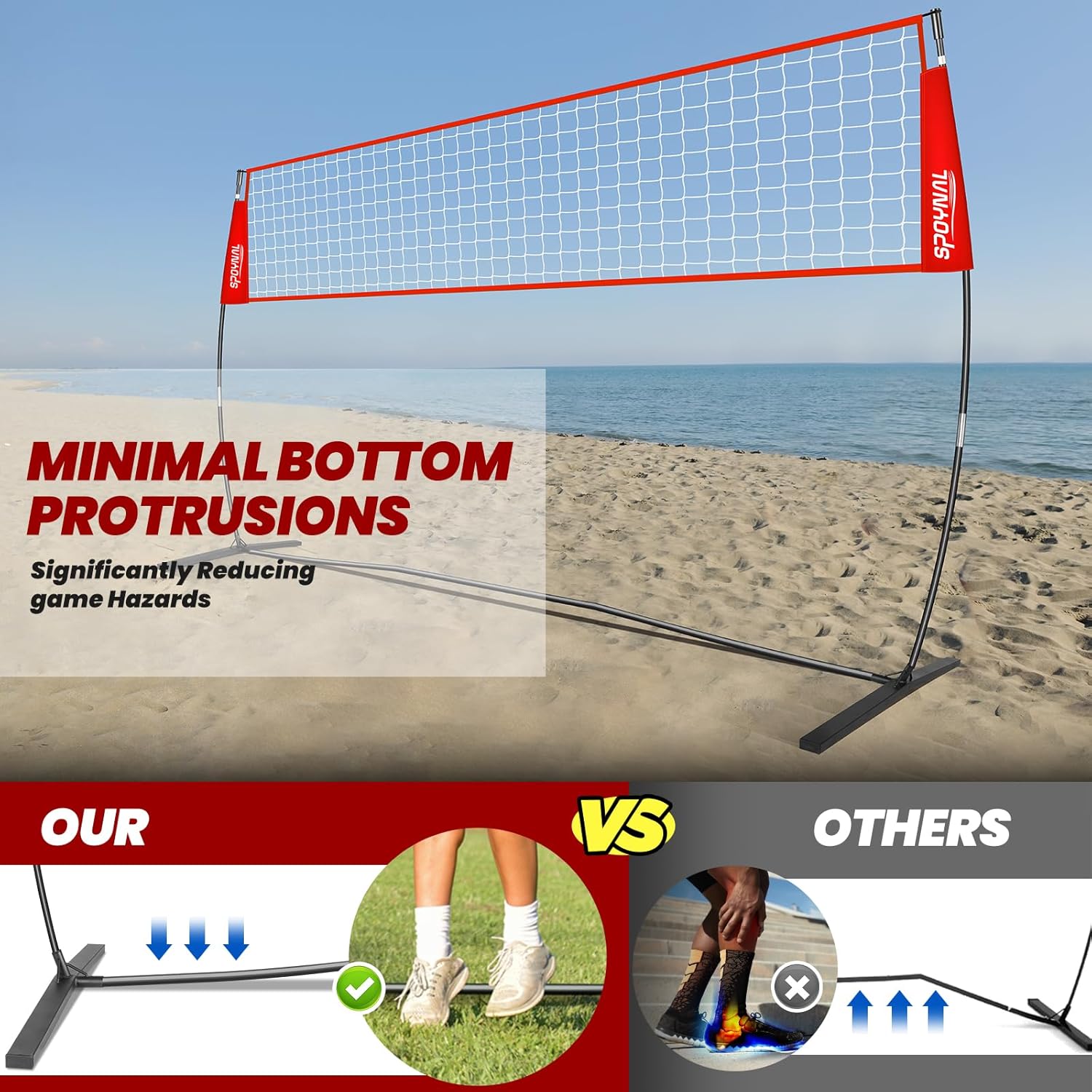 Skiennix Portable Volleyball Net - Adjustable Height Freestanding Set for Indoor/Outdoor Use - 12FT/20FT with Carry Bag