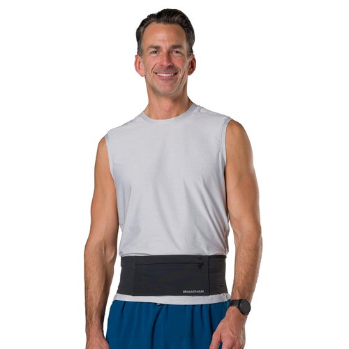 Nathan Zipster Max Running Belt, Running Belts for Women and Men, Bounce-Free Waist Pack with Extra Large Zipper Pocket, Smartphone Storage, Walking, Gym, Hiking - Black - Large