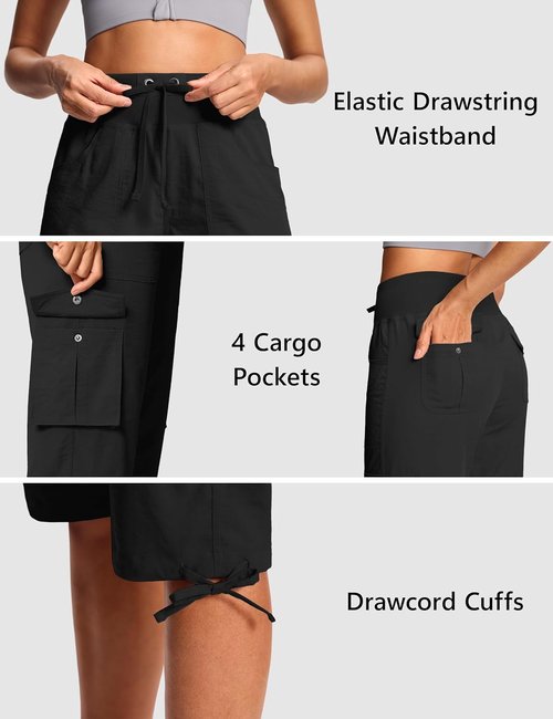 ISEEGZ Capri Pants for Women - Lightweight Cargo Hiking Capris with 6 Pockets | Summer Travel Essential
