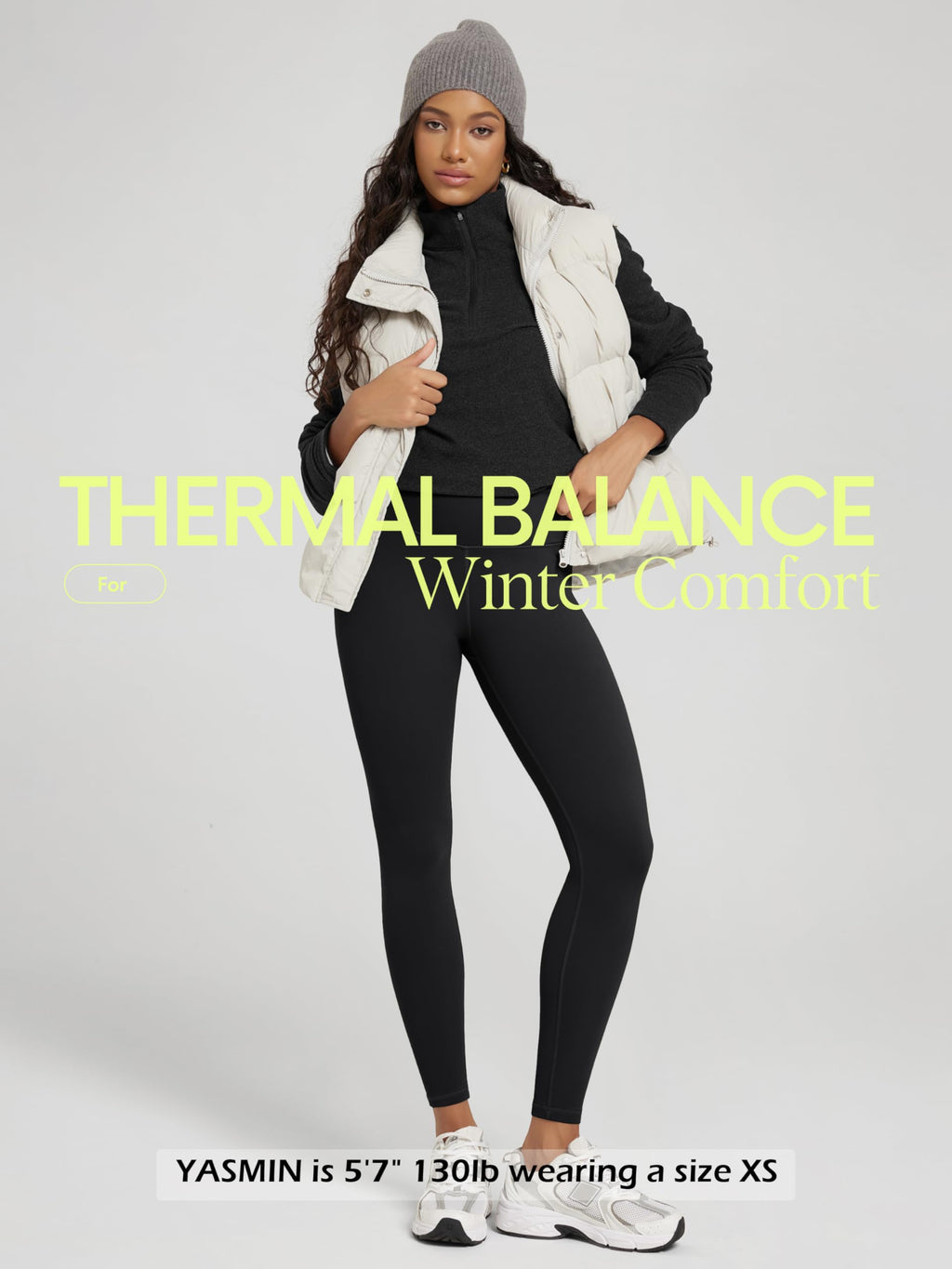 ODODOS Women's Thermal Bonded Fleece Lined 7/8 Leggings - Thick Warm Winter Running Tights 25" High Waisted Yoga Pants with Back Pocket, Black, Small