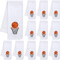 Fanfanwin Microfiber Basketball Towels - 12 Pcs Embroidered Sports Team Gifts | 11.81 x 27.56 Inch (White)