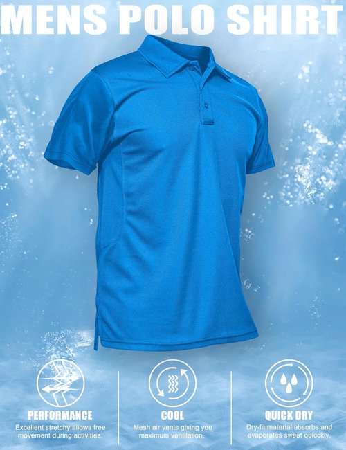 MAGCOMSEN Men's Polo Shirt - Quick-Dry Tactical Performance Tee | Short Sleeve Pique Jersey Golf Shirt