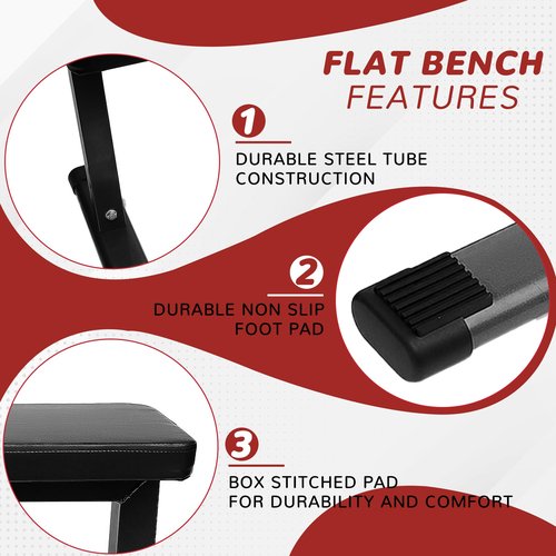 Fitvids Flat Weight Bench – Heavy Duty Flat Workout Bench for Home Gym Weight Training – nan – Gray/Black
