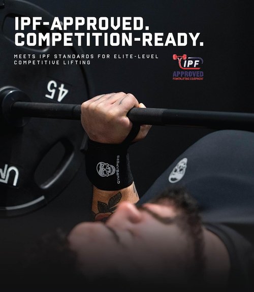 Gymreapers Weightlifting Wrist Wraps - IPF Approved 18" Professional Support with Heavy Duty Thumb Loop for Powerlifting & Bodybuilding