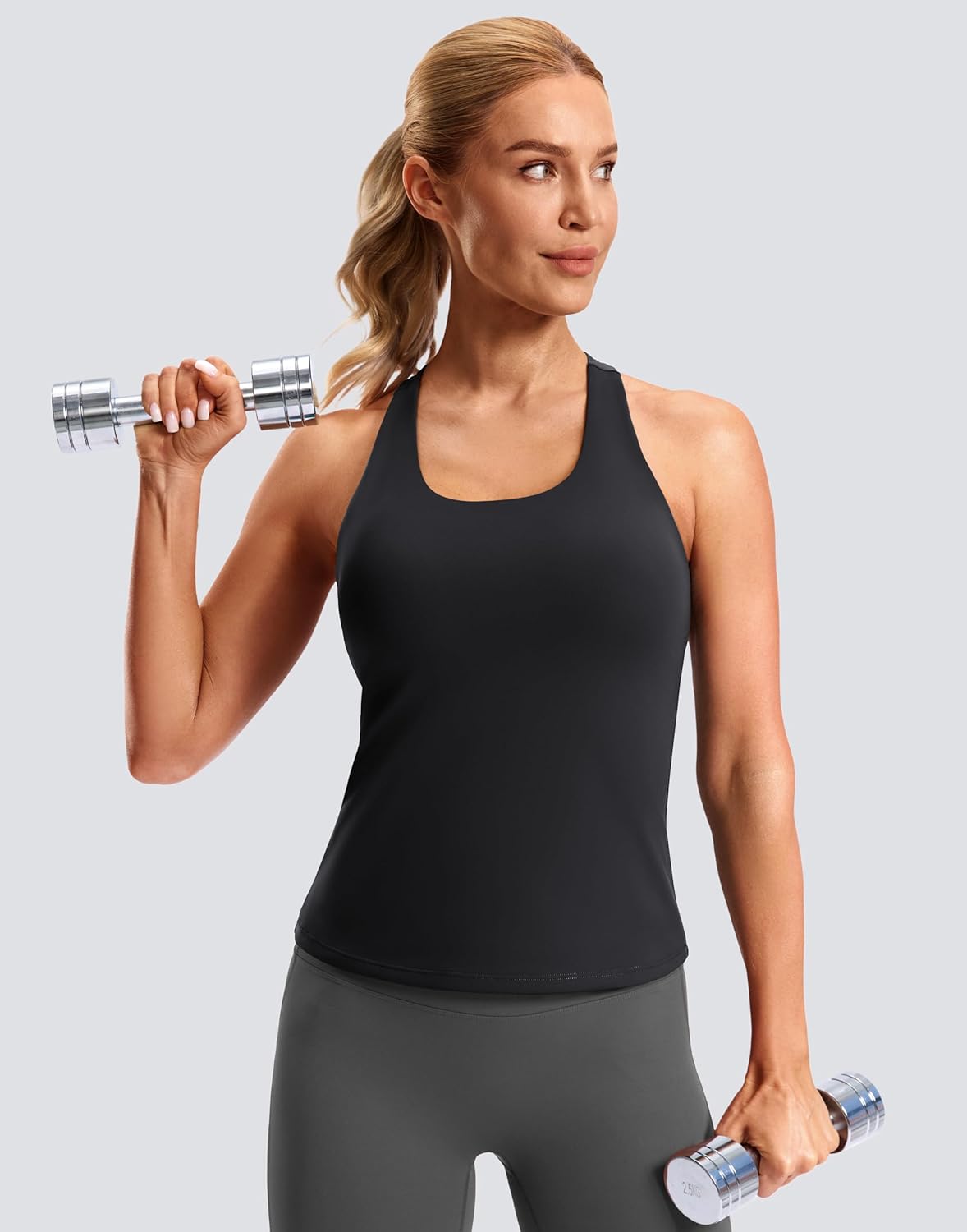 Soothfeel Women's Workout Tank Top - High Neck Racerback with Built-In Bra | Athletic Yoga Sleeveless Shirt