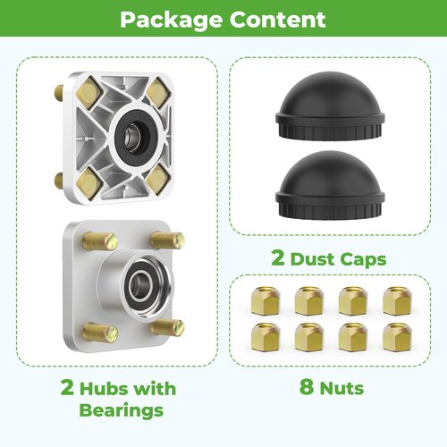 10L0L Golf Cart Front Wheel Hub Assembly W/Hub Bearing/Oil Seal/Dust Cover for Yamaha G2/G8/G9/G14/G16/G19/G22/G29 Drive, Replace OEM# JG5-WF511-10-00,JG5-WF511-00 (Pack of 2)