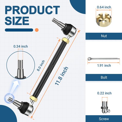Mixopoly 2Pcs Golf Steering Tie Rod End & Shaft Kit Replacement for EZ-GO TXT/Medalist/Marathon 1994-2001 Gas & Electric Replace OEM 70074-G01 70074-G02 70074G01 70074G02