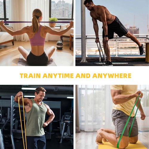 Exercise Bands，Set of 5 Resistance Bands & Finger Exerciser for Working Out,Pull Up Bands Set,at Home Workout Equipment,Workout Bands for Men and Women,Instruction Guide and Carry Bag Included