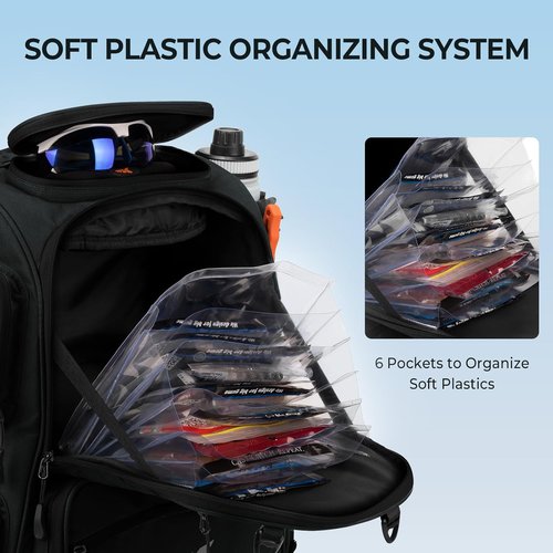 KastKing Bait Boss Fishing Tackle Backpack - 4 Tackle Boxes & Rod Holders | 45L Large Storage with Rain Cover