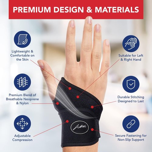 Doctor-Developed Wrist Brace - Comfortable Support for Carpal Tunnel Relief | Essentials Cotton Gloves (Medium, Grey) Bundle