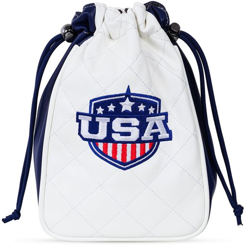 CRAFTSMAN GOLF USA Shield Leather Golf Valuables Pouch Bag Drawstring Closure Diamond Pattern