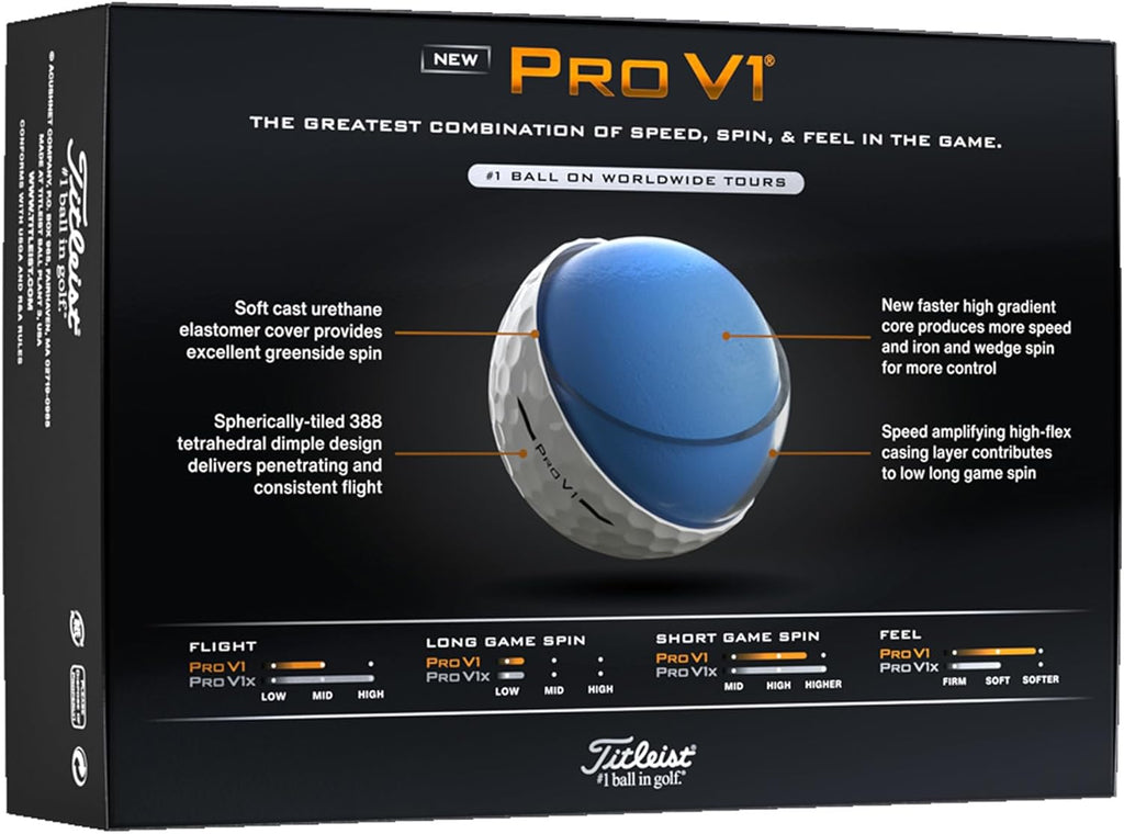 Titleist Pro V1 Golf Balls - Premium Performance for Distance and Control | 12-Pack