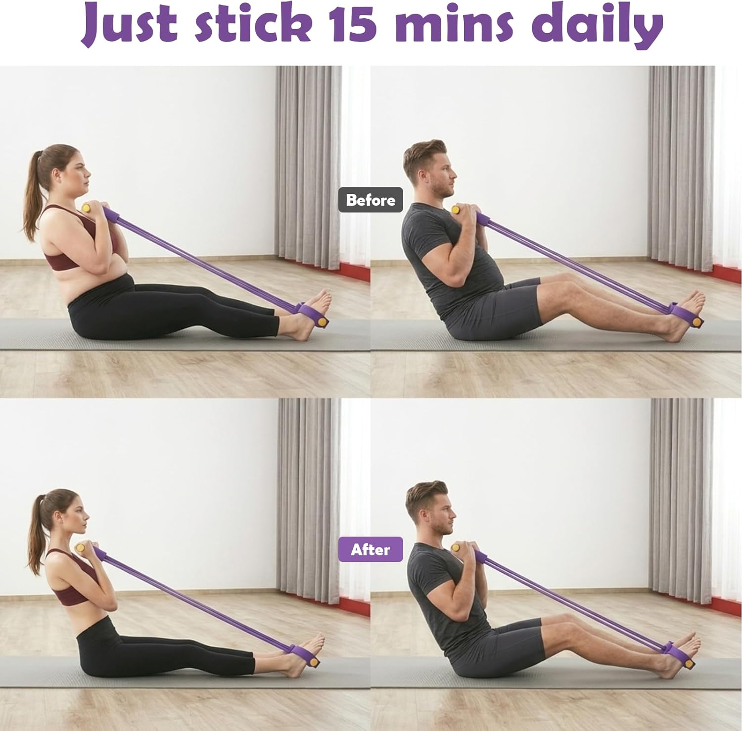 Skiennix Multifunctional Pedal Resistance Band - Heavy-Duty TPE Tubes for Full Body Workouts | 4/6/8 Tubes