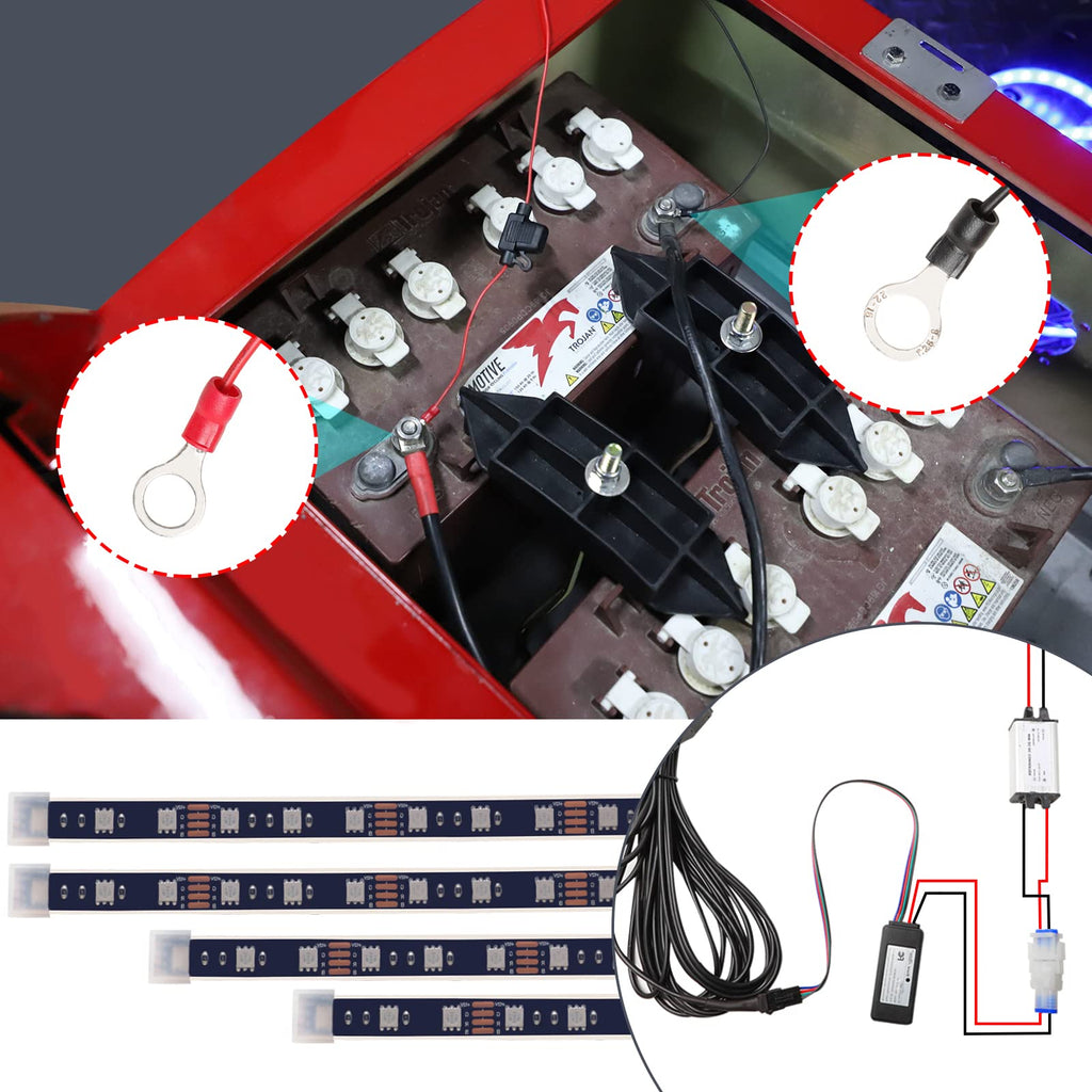 Roykaw Golf Cart Underglow Accent Neon Lighting Kit Standard Million Color LED for EZGO/Club Car/Yamaha Models, Water Resistant Flexible Tubes and Remote Control/APP Control