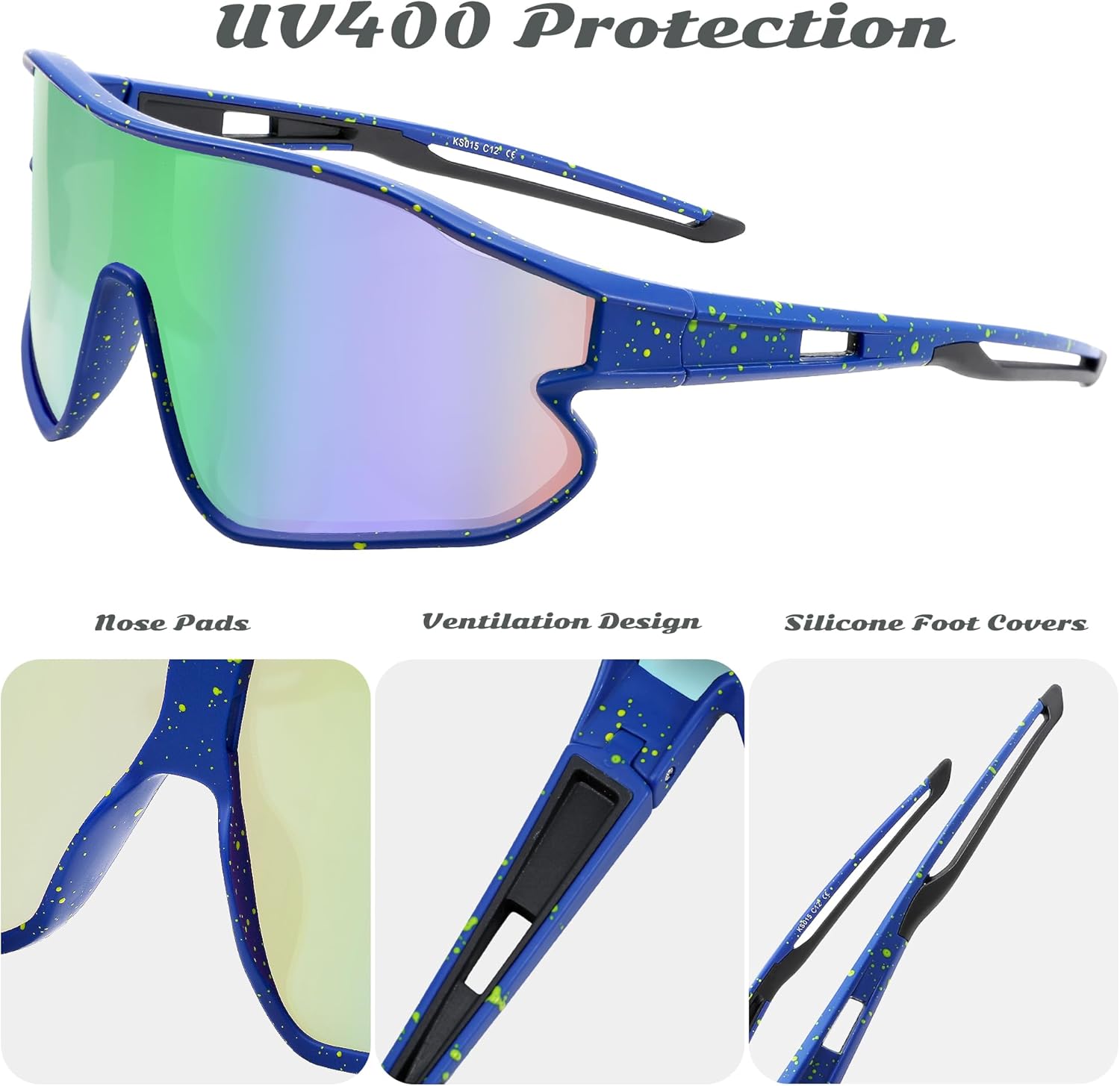 Skiennix Unisex Youth Cycling Sunglasses - UV400 Wraparound Shades for Tennis & Softball | Versatile Outdoor & Indoor Use