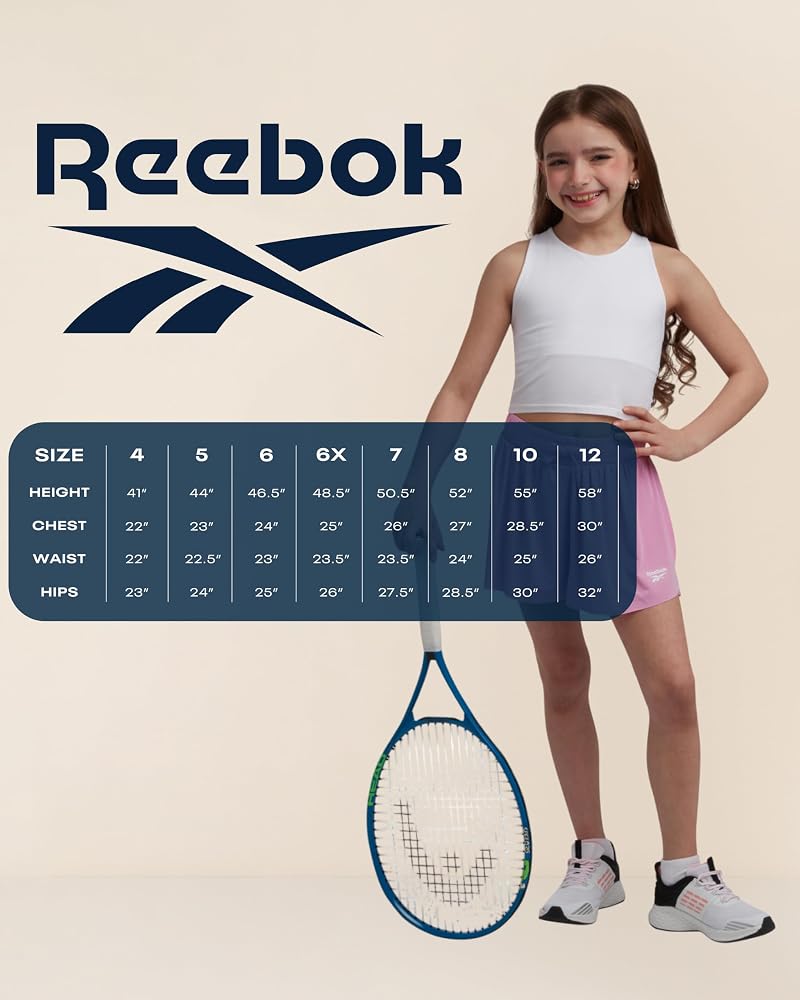 Reebok Girls Butterfly Shorts 3-Pack with Liner - Flowy Elastic Waist, Variation Hot Coral/Black/Aqua