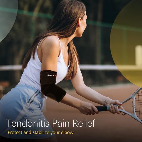 BraceUP Elbow Brace for Tendonitis - Adjustable Pain Relief Support for Tennis & Golfer's Elbow