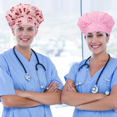 Panitay 6 Pcs Bouffant Scrub Caps with Buttons Adjustable Nurse Working Hats Surgical Caps with Sweatband for Women Men(Whimsy Charm) Multicolor