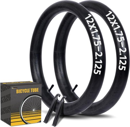 12 Inch Bike Tube - AV32mm Schrader Valve | 2 Pack Butyl Rubber Inner Tubes with Tire Levers for Kids & MTB