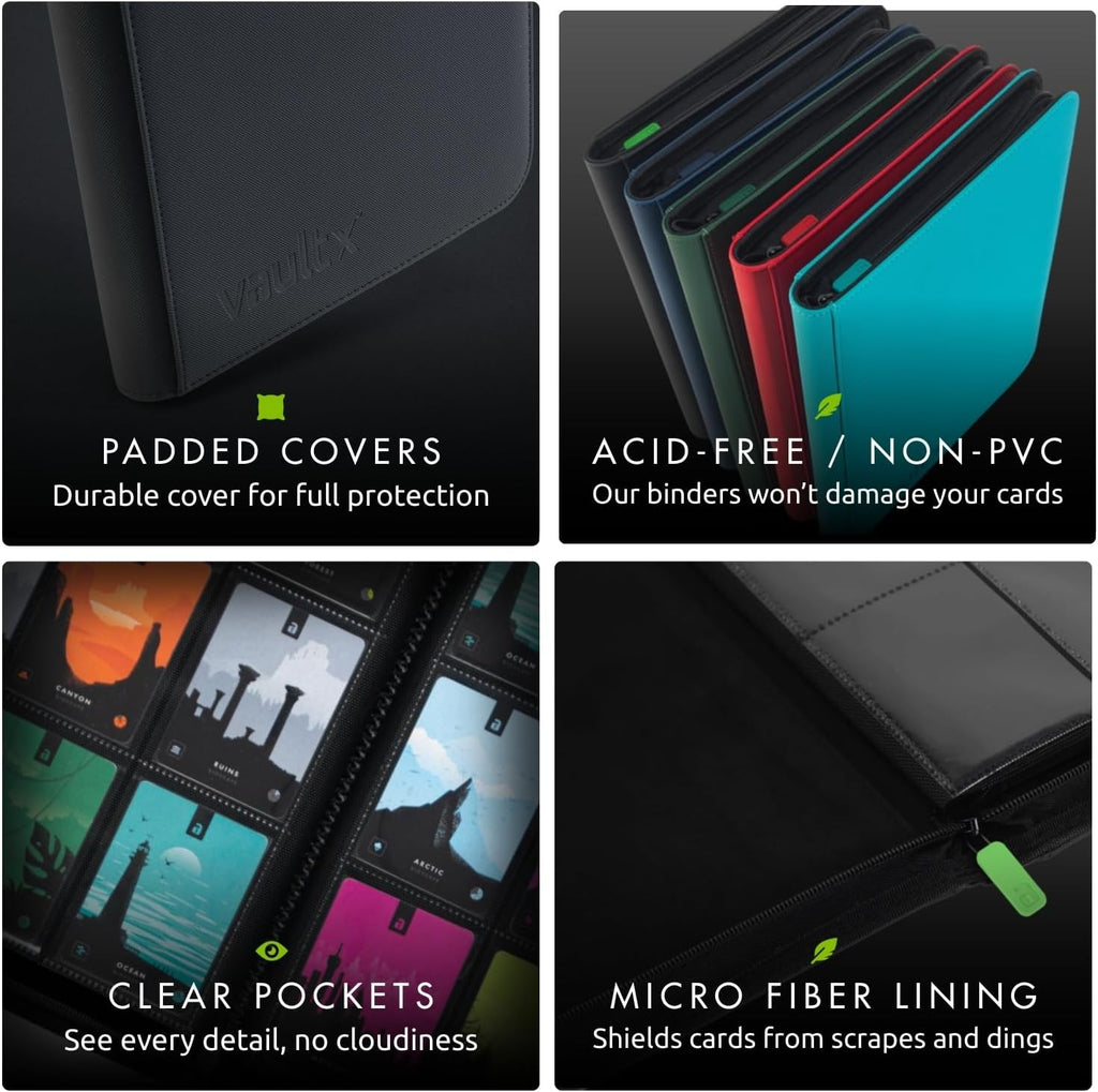 Vault X 9 Pocket Trading Card Binder - Premium Exo-Tec Material, Holds 360 Cards, Black