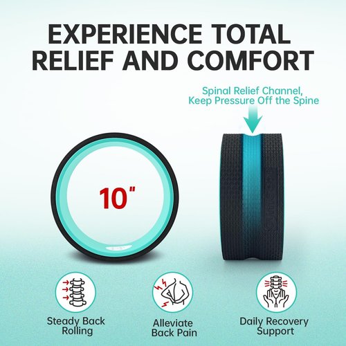 Back Wheel Foam Roller - Targeted Back & Neck Relief | Lumbar Spine Stretcher for Physical Therapy, Supports 500lbs