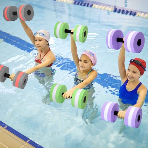 Shappy Water Weight Aquatic Exercise Dumbbells for Pool Macaron Color Aerobics Equipment EVA Foam Dumbbells Aquatic Exercise Equipment Hand Bar(Blue/purple/green/gray,8 Pcs)