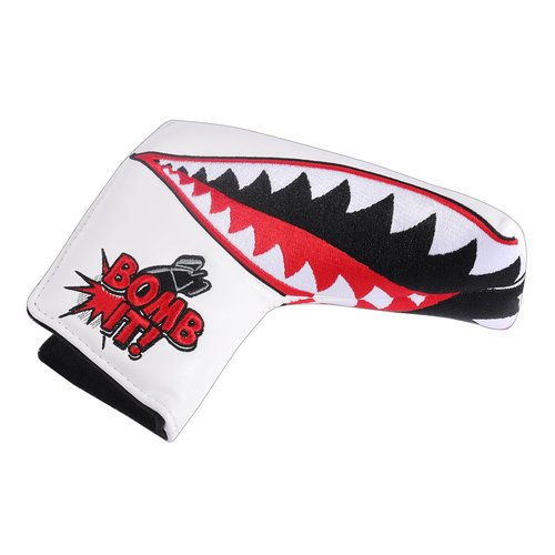 SHABIER Golf Blade Headcover with Tiger Shark Design for Golf Putter Club (White)