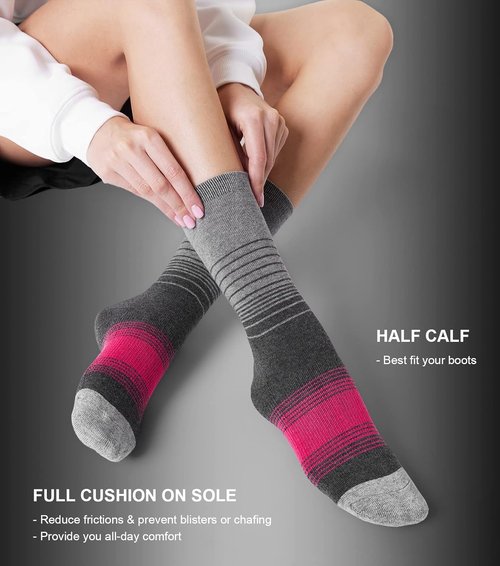 FITRELL Women's Merino Wool Hiking Socks - 4 Pack, Cushioned & Thermal for Ultimate Comfort