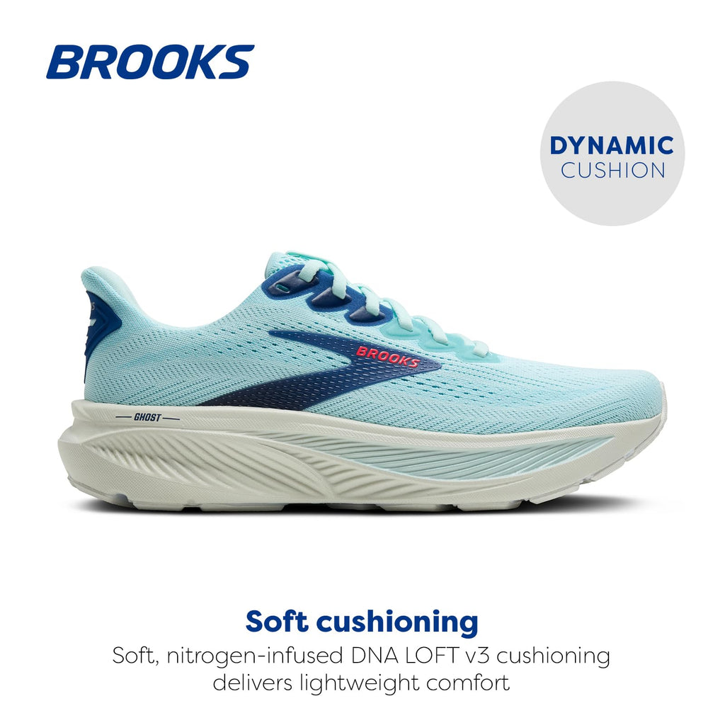 Brooks Women’s Ghost 17 Neutral Running Shoe - Clearwater/Navy Peony - 9.5 Medium