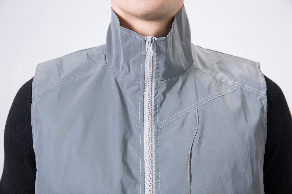 LZLRUN Men Women Reflective Vest Jacket Casual Hiphop Windbreaker Night Sporting Coat Hooded Fluorescent Clothing (XXL)
