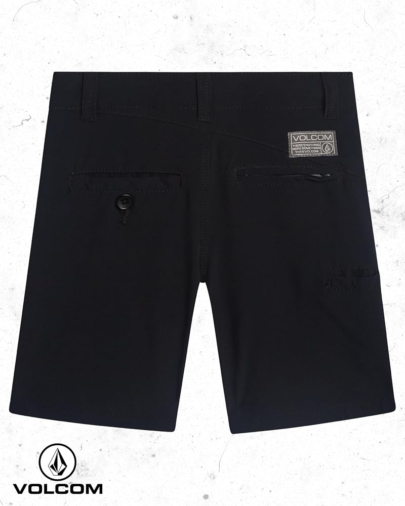 Volcom Boys Hybrid Chino Shorts - Quick-Dry Uniform Short with Pockets (Black)