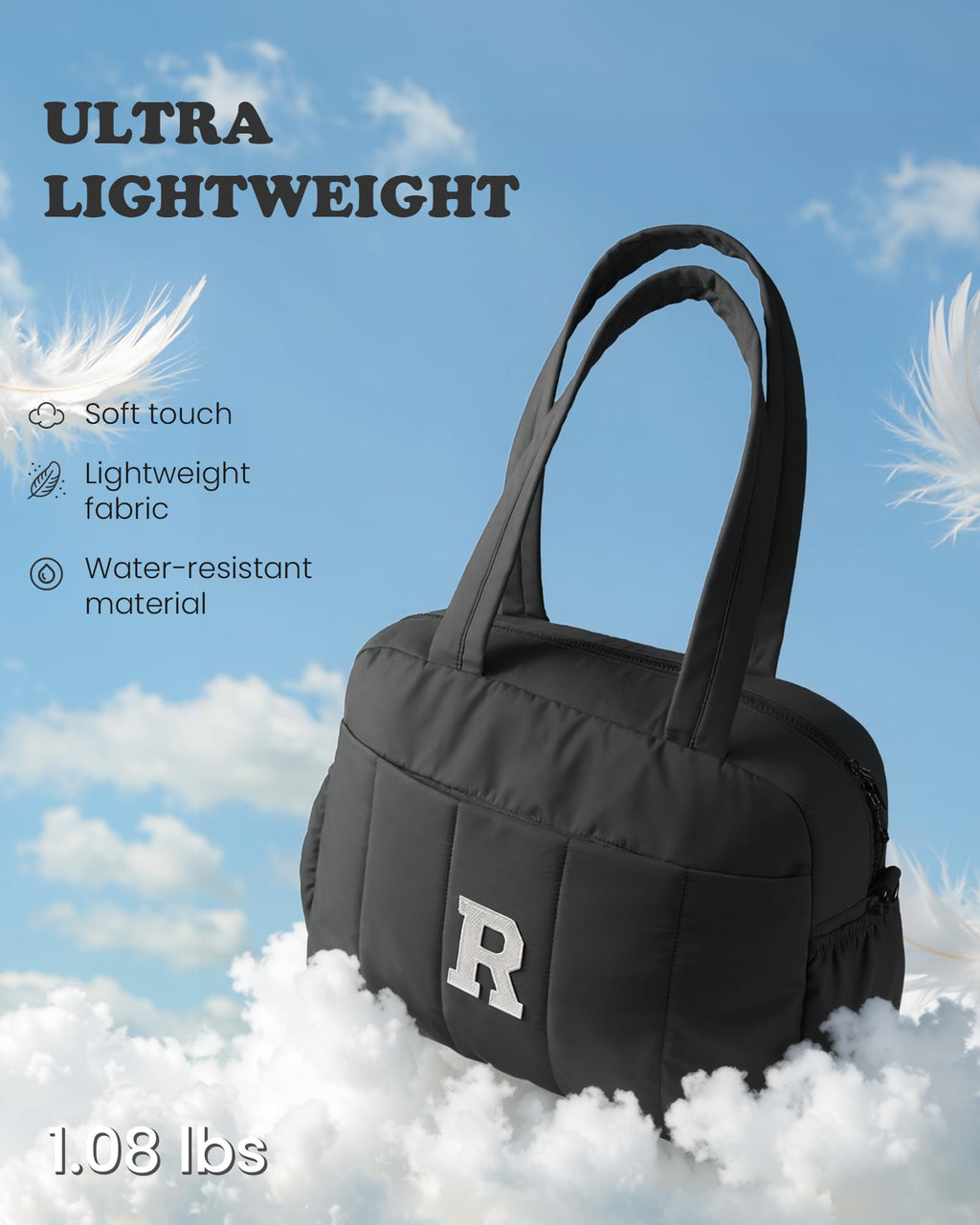 Vogewood Women Duffle Bag with Initial, Gifts for Women Unique-Personal Item Travel Bags，Gym Bag with Wet Pocket，Lightweight Travel Bags Personalized Tote with Makeup Pouch