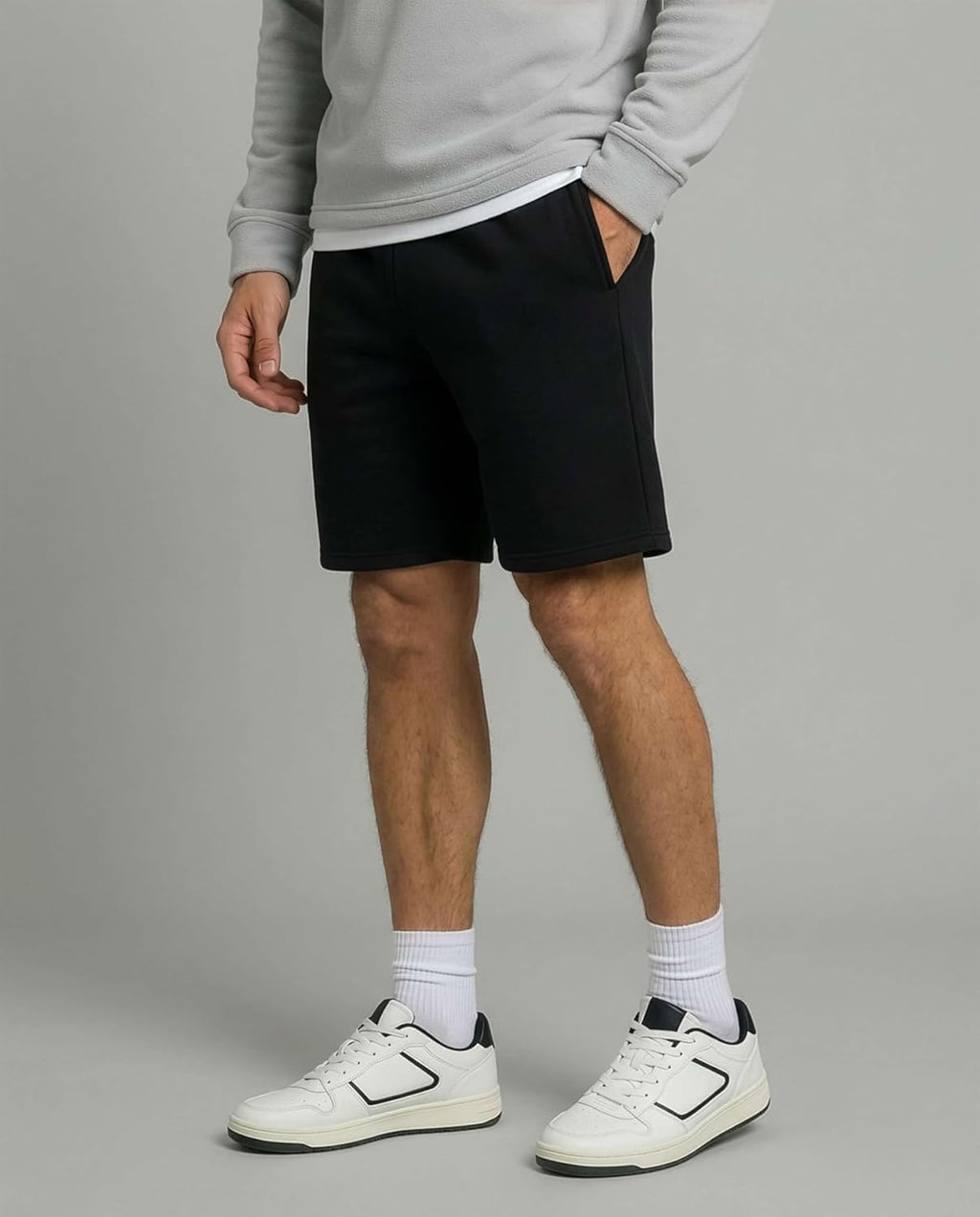 Real Essentials Men's 9" Cotton Fleece Sweat Shorts - 3 Pack of Casual Gym, Lounge & Sleep Shorts with Pockets
