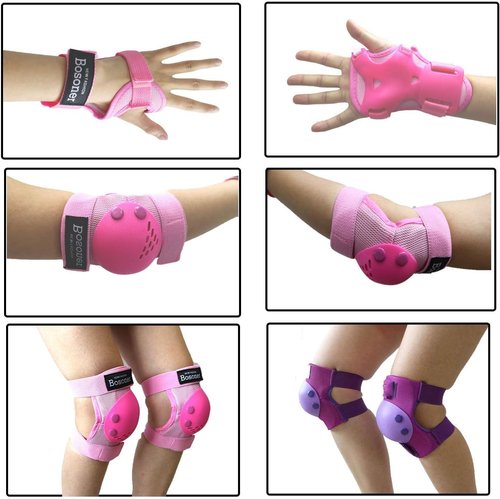 BOSONER Kids Protective Gear Set - Knee Pads, Elbow Pads & Wrist Guards for Ages 3-15 | Ideal for Roller Skating, BMX & More