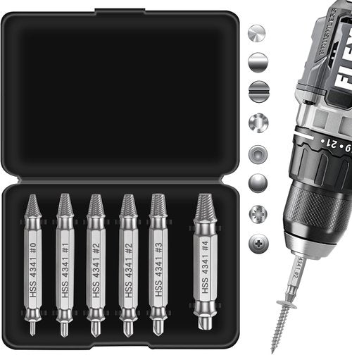 Damaged Screw Extractor Set - 6 PCS Titanium Stripped Screw Removal Tool for Easy Extraction