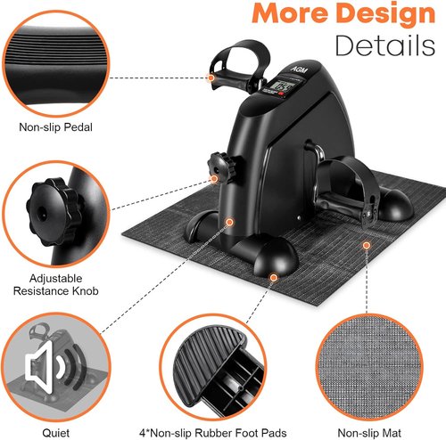AGM Mini Exercise Bike - Under Desk Pedal Exerciser with LCD Screen for Arms & Legs | Compact Foot Cycle