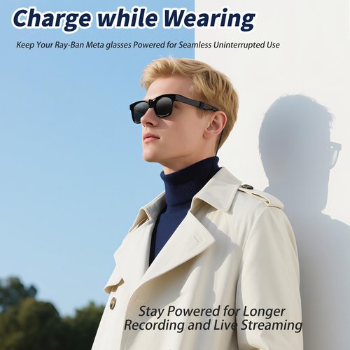 LVBOAT Charger Cable for RayBan Meta Smart Glasses Case Accessories, Charging Cable Clip Compatible with Wayfarer, Headliner, Skyler gen2 and Oakley Meta HSTN Charger Case