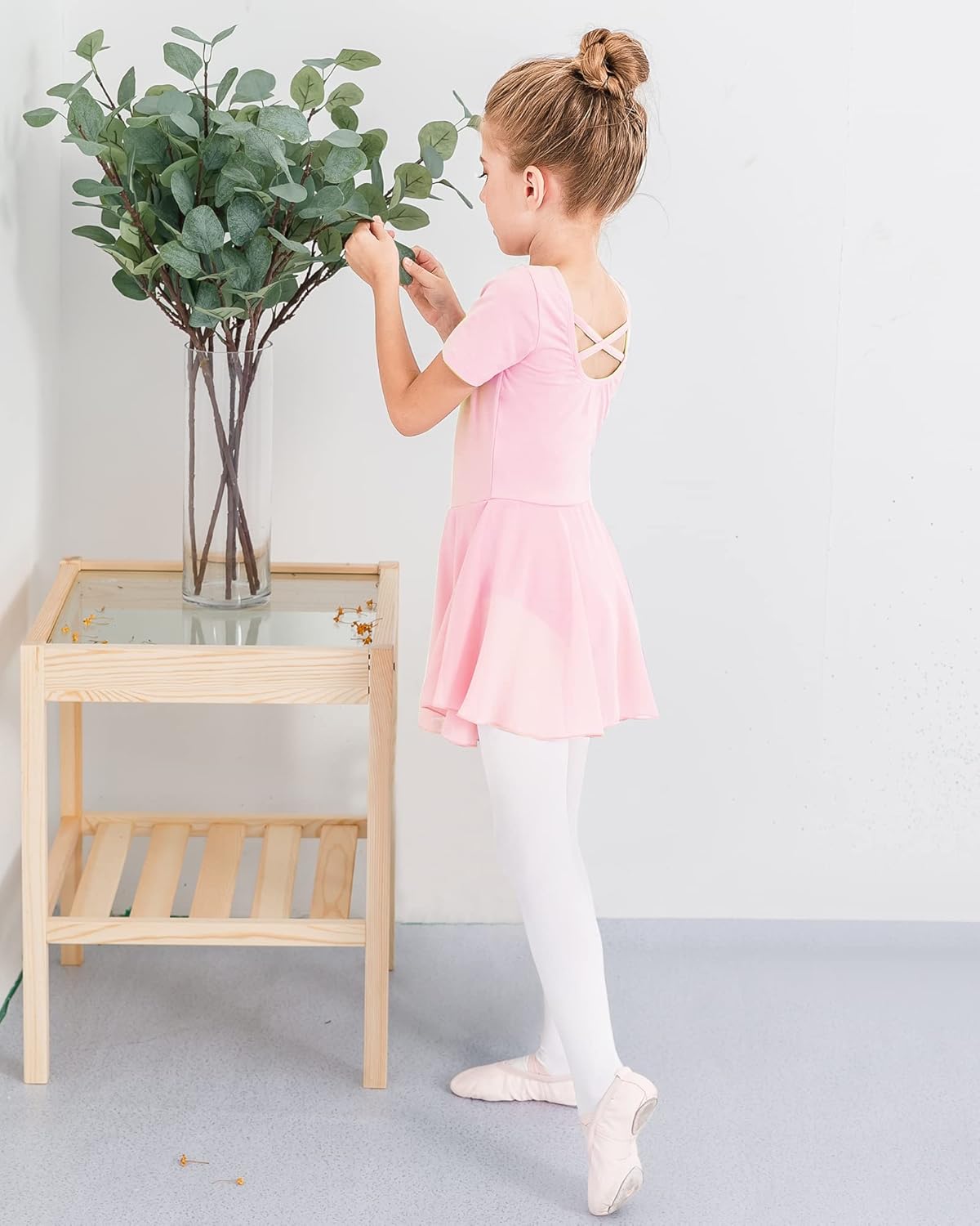 Stelle Ballet Leotards for Girls - Criss-Cross Bow Back Dance Outfit with Skirt | Toddler to Big Kid Sizes