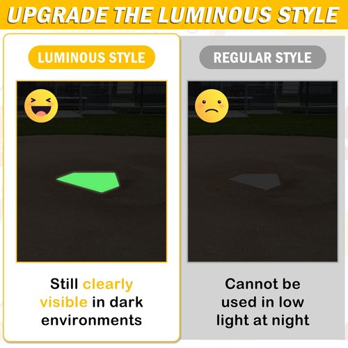 Baseball & Softball 5 Piece Base Set, Luminous Green Rubber Field Bases for Kids & Adults, with 5 Piece Training Balls and Storage Bag, Throw Down Base for Backyard Tee-Ball, School Kickball Practice