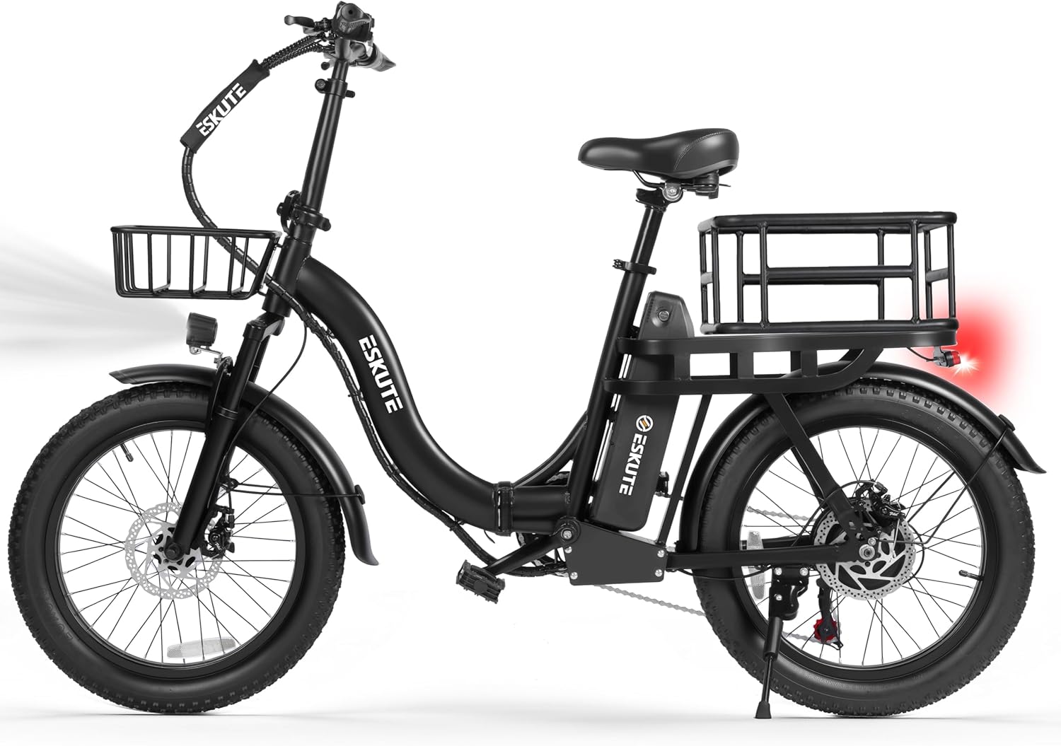 Skiennix 1200W Peak Folding Electric Bike - 28MPH Speed, 55-Mile Range, 20"x3" Fat Tires, 7-Speed Commuter E-Bike