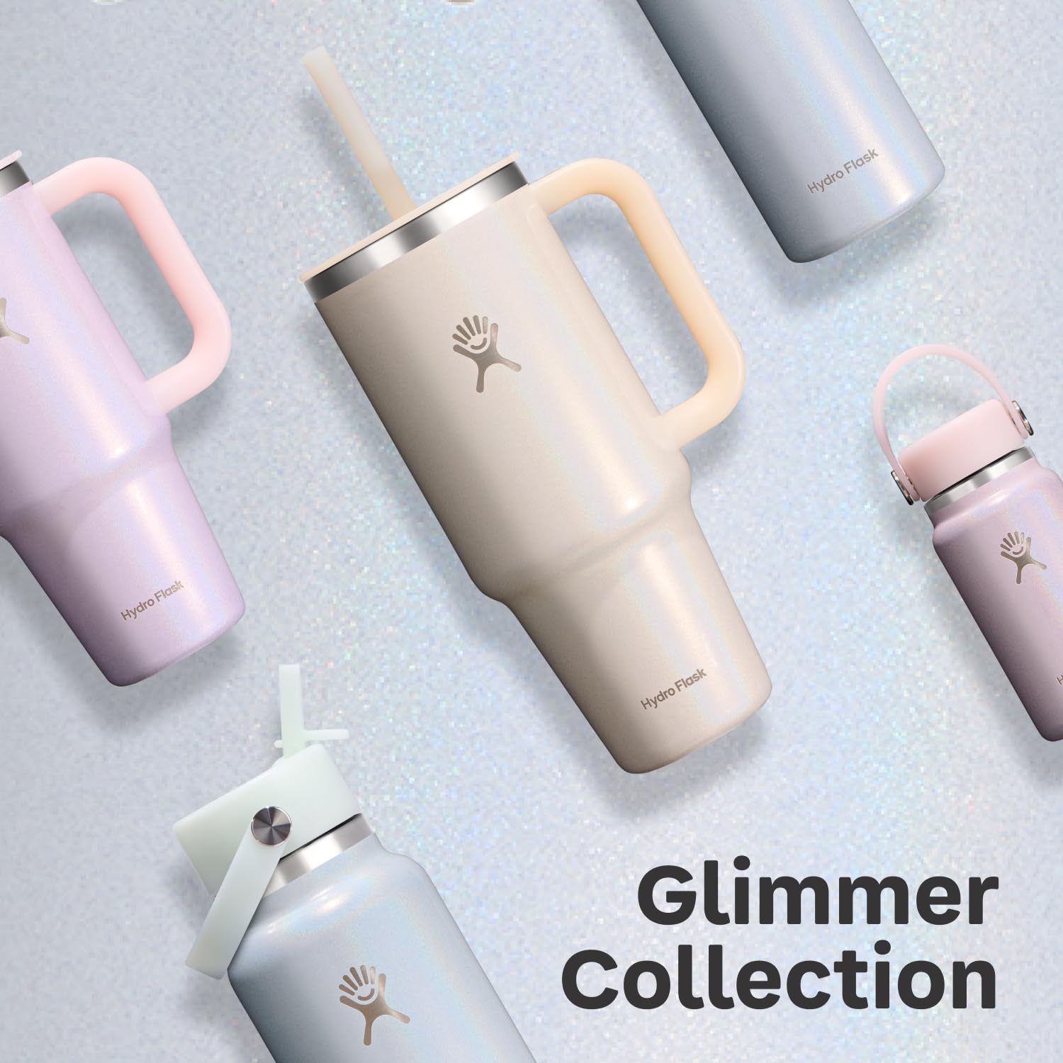 Hydro Flask Water Bottle - Insulated Stainless Steel - Wide Straw Lid, Non Spill, Leakproof in 24 Oz Glimmer Pink
