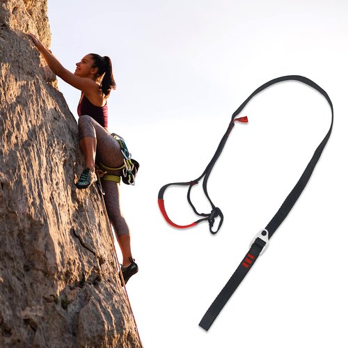 NewDoar Climbing Sling Foot Ascender Foot Sling,Adjustable Strap Foot Loop for Tree Arborist, Climbing Rock, Expedition, Caving, Rescue and Aerial Work(Black Red)