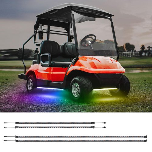Roykaw Golf Cart LED Strip Lights, Underbody Neon Lighting Kit, Waterproof Led Light Strips Compatible with EZGO Club Car Yamaha, 12V - 80V Input, Million Colors, Music Sync, 4 PCS