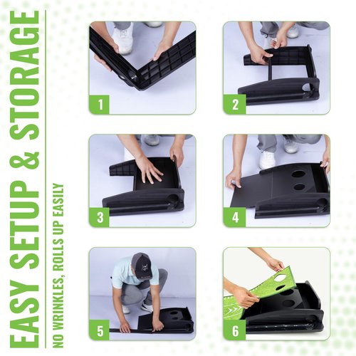 Putting Green Indoor | Wrinkle-Free Golf Mat with Auto Ball Return | Non-Slip Surface & Alignment Markings for Accurate Putting Practice at Home, Office & Outdoors | Improve Stroke Control & Precision