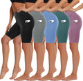 Skiennix Biker Shorts for Women - High Waist Spandex with Pockets | 5-Pack for Yoga & Running