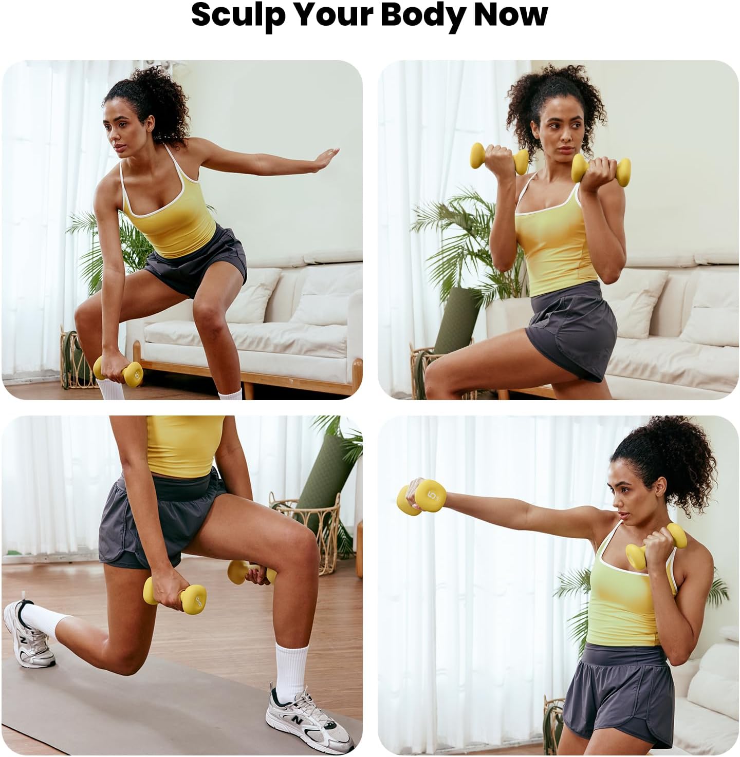Sportneer Neoprene Dumbbells Set - Non-Slip Ergonomic Hand Weights for Women | 2, 3, 5, 8, 10 lb Options