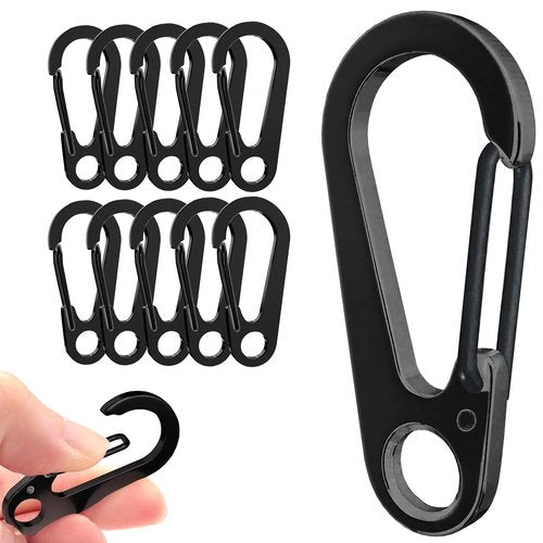 DOKEEP 10PCS Black Dog ID Tag Clips Holder 1.77 Inch Mini Custom Quick Release Hooks EDC Stainless Steel Heavy Duty Carabiner Spring-Load Hook for Dog Cat Collars Harnesses Leash (1.77 Inch)